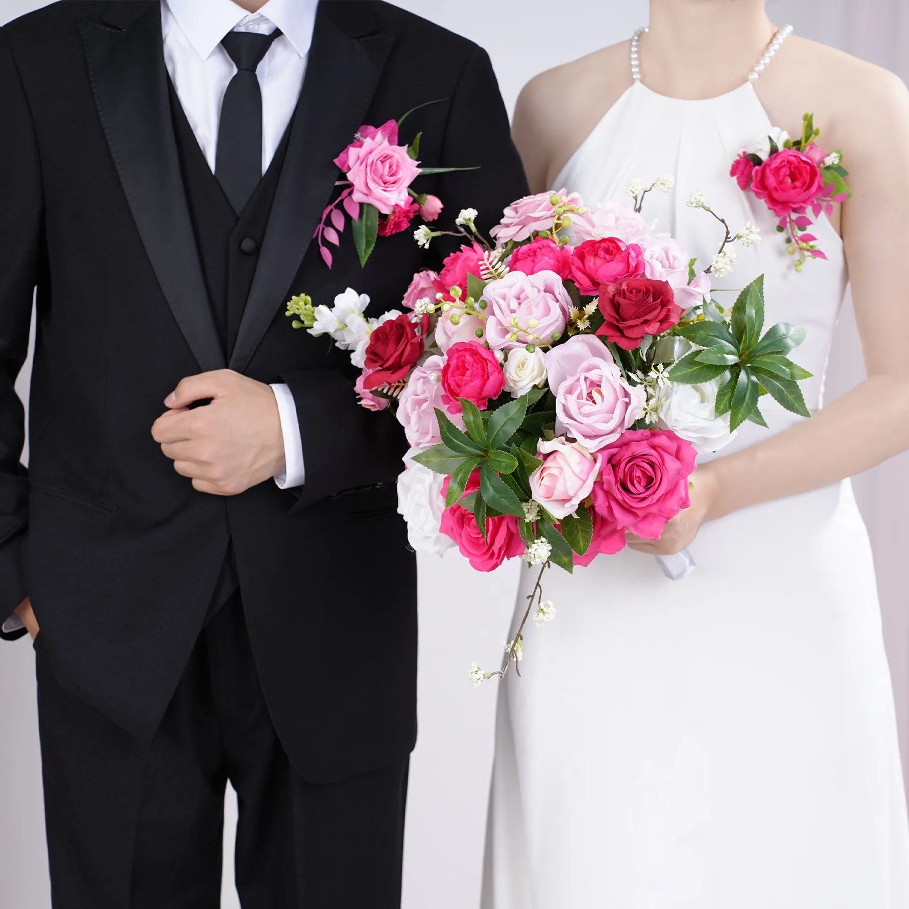 A866303 Hot Pink Bridal Hand Bouquet Wedding Floral Accessories