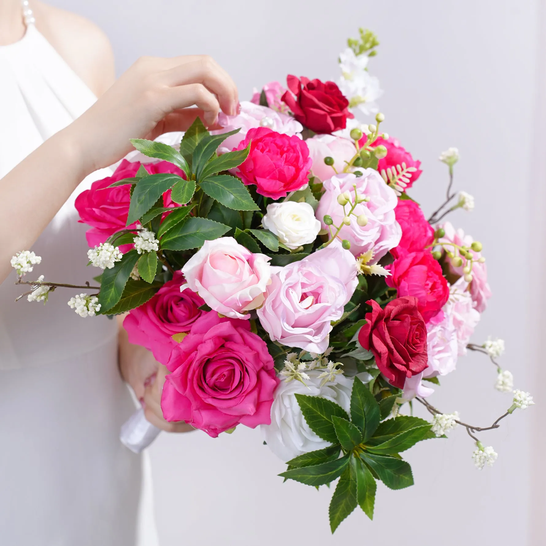 A866303 Hot Pink Bridal Hand Bouquet Wedding Floral Accessories