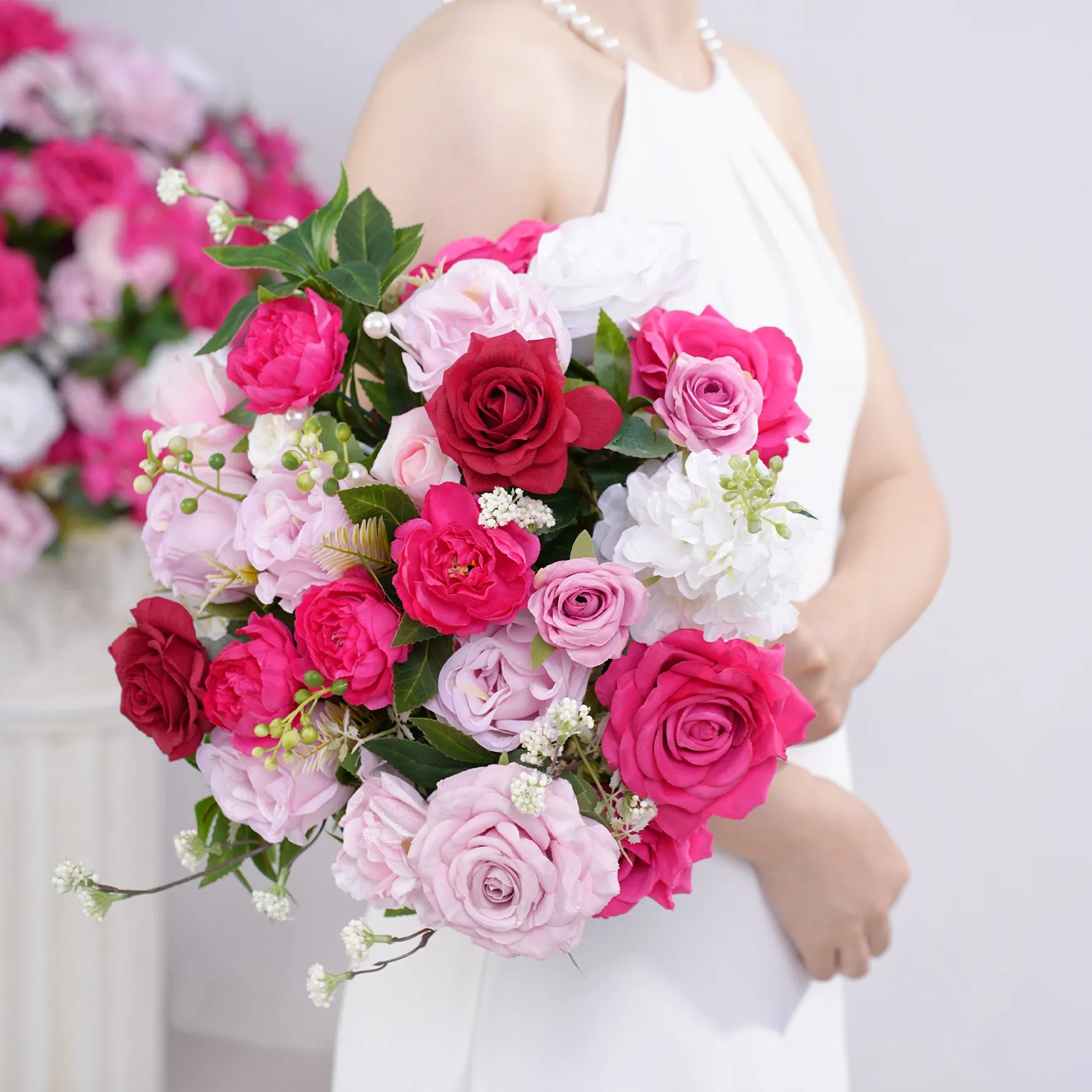 A866303 Hot Pink Bridal Hand Bouquet Wedding Floral Accessories