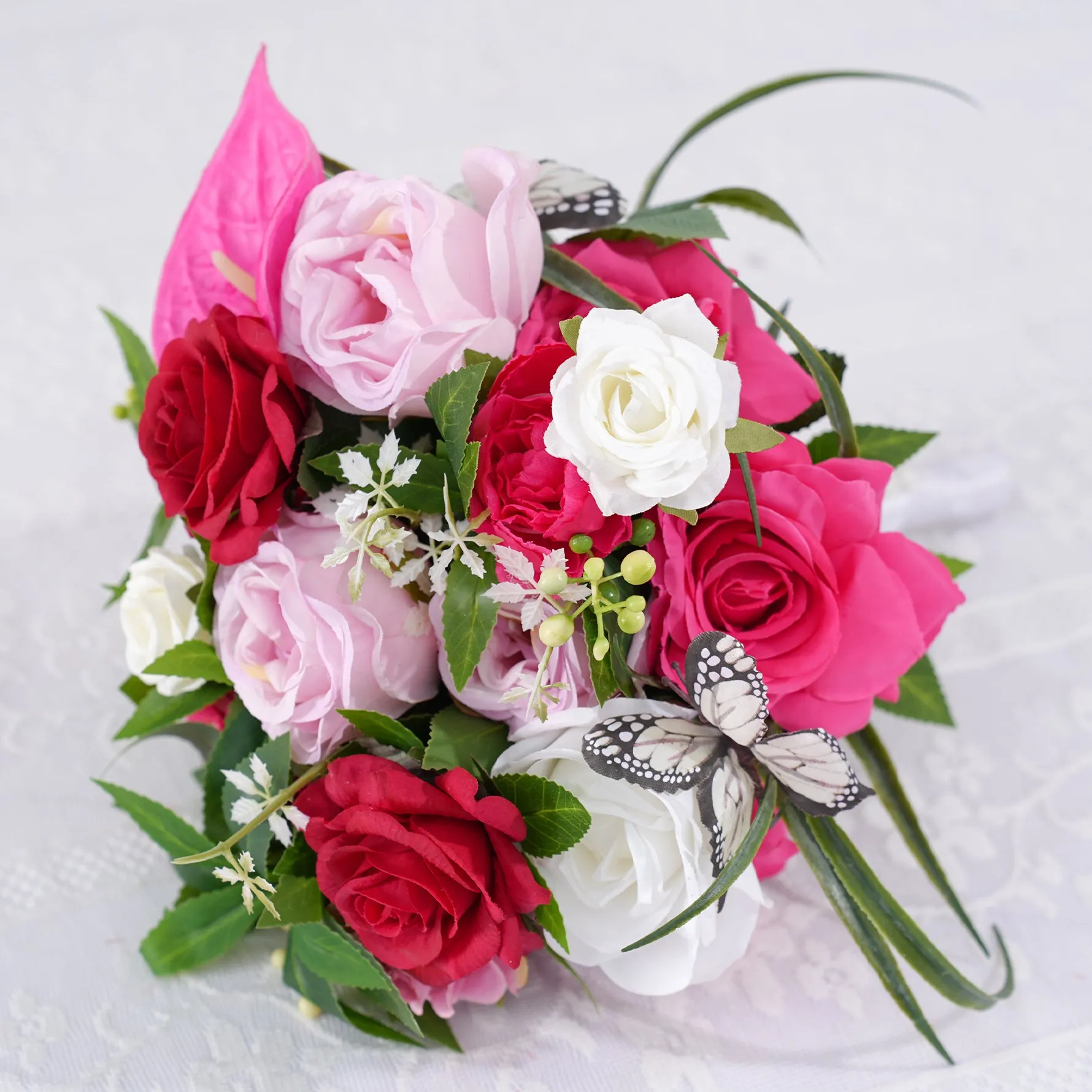 A866303 Hot Pink Bridal Hand Bouquet Wedding Floral Accessories