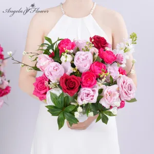 A866303 Hot Pink Bridal Hand Bouquet Wedding Floral Accessories