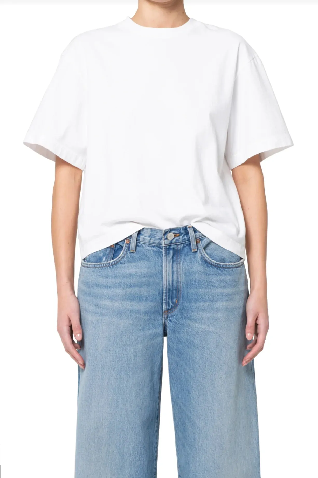 AGoldE - Sulma Drop Shoulder Tee in White