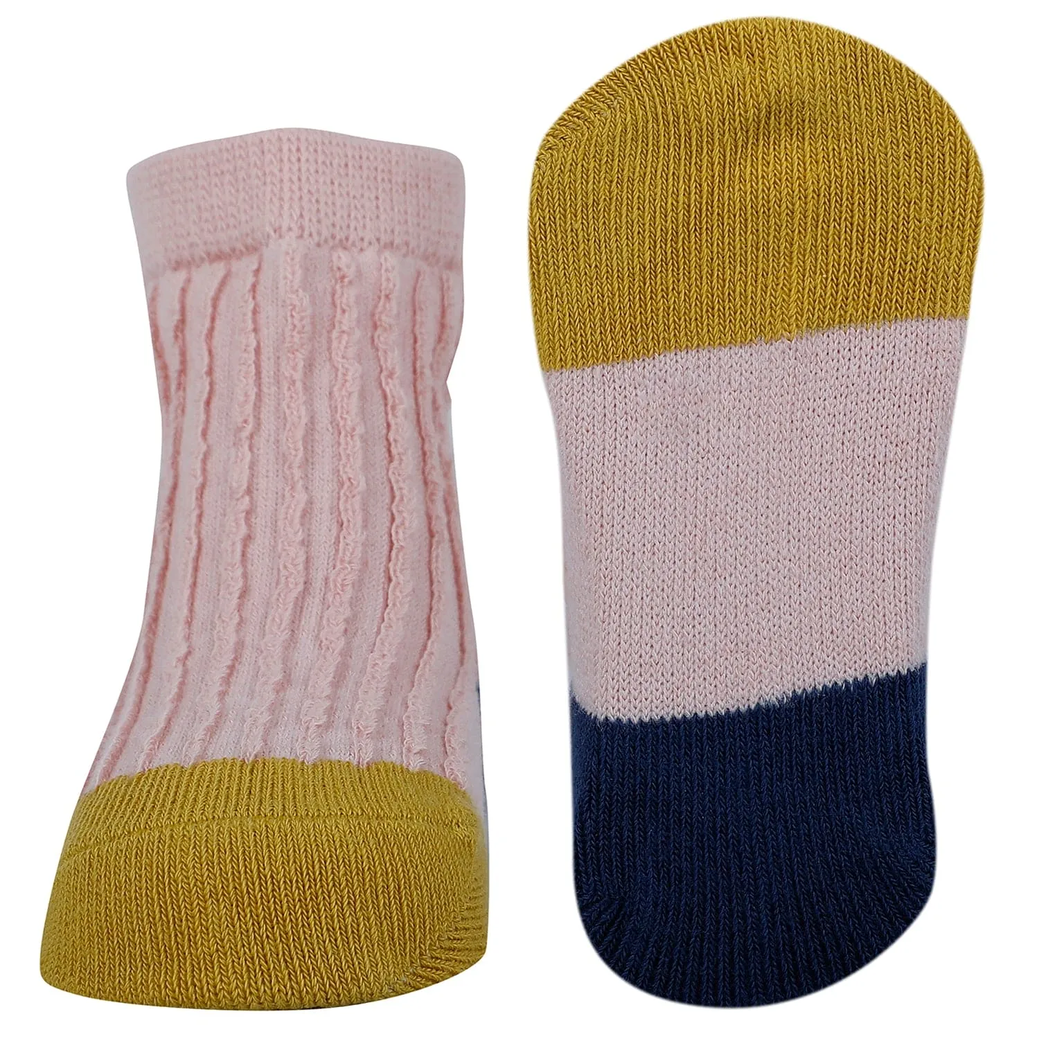 Baby Moo Colour Block Ribbed Soft Socks Pack of 2 - Blue, Pink