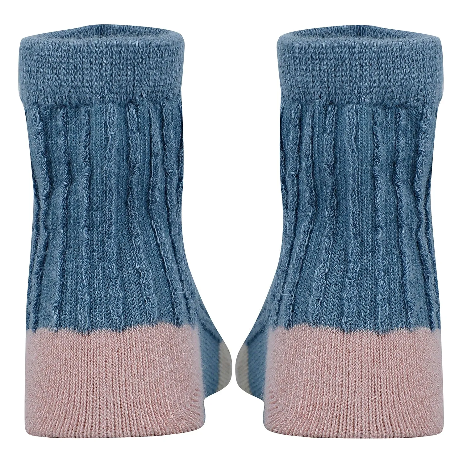 Baby Moo Colour Block Ribbed Soft Socks Pack of 2 - Blue, Pink