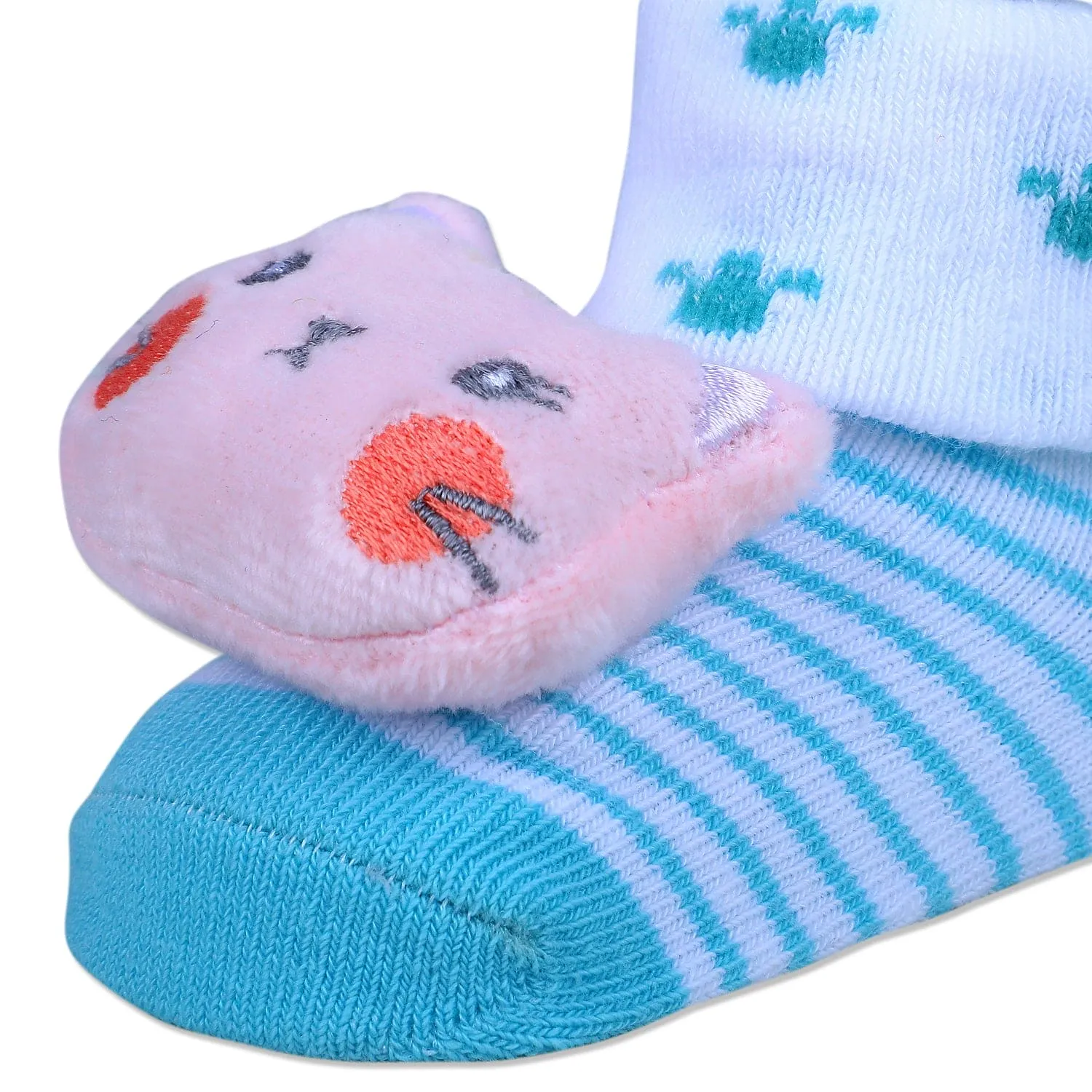 Baby Moo Naughty Cat Cotton Anti-Skid 3D Socks - Blue