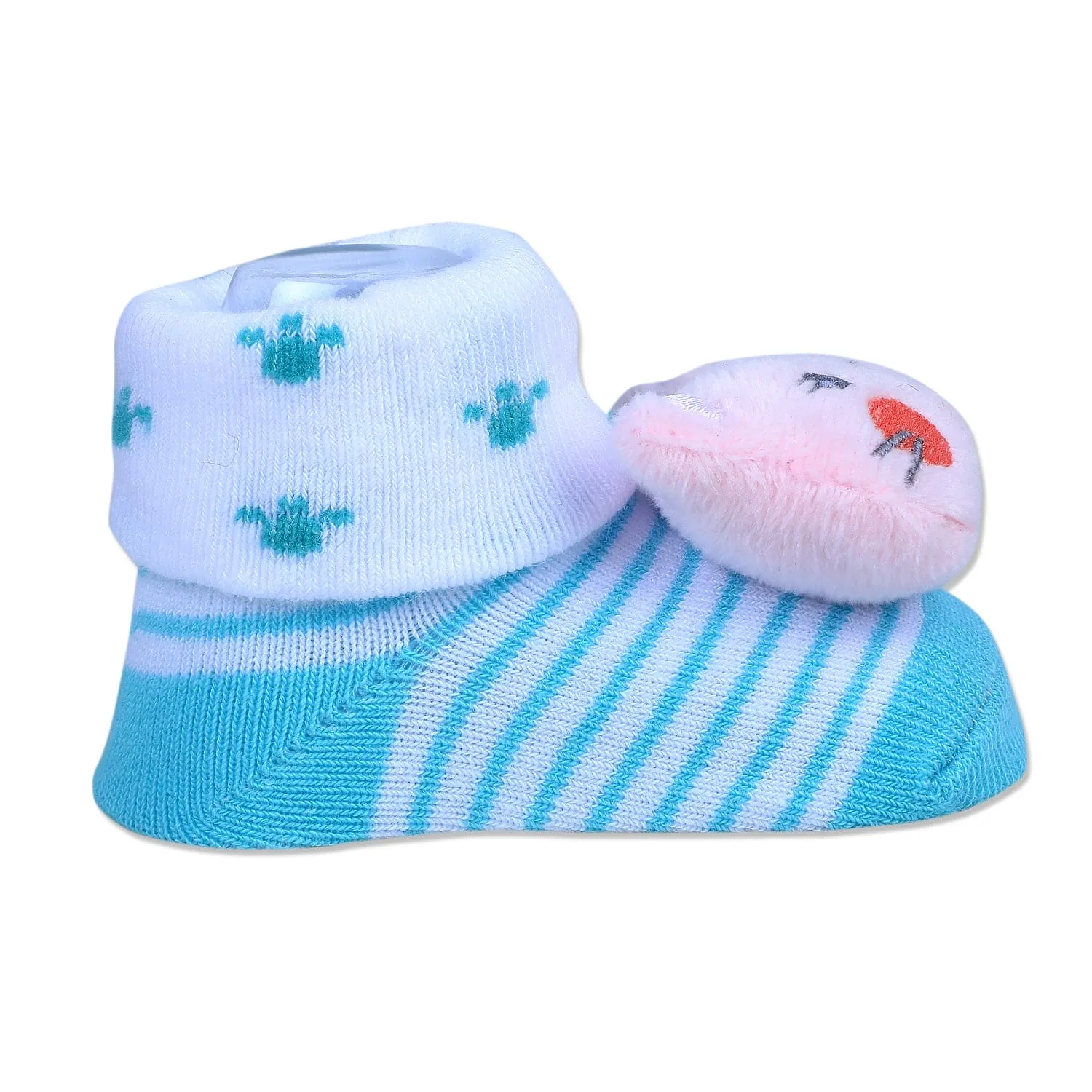 Baby Moo Naughty Cat Cotton Anti-Skid 3D Socks - Blue