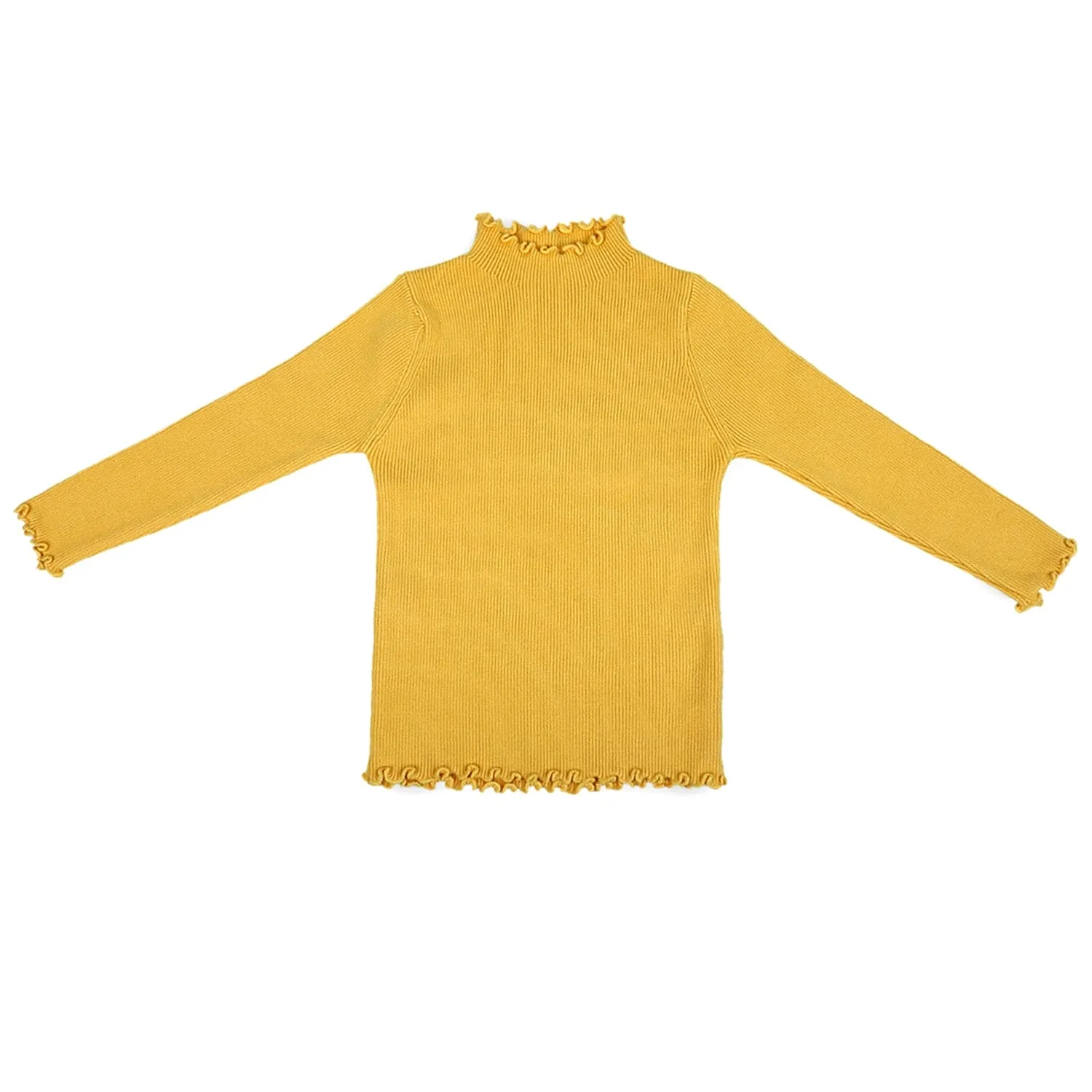 Basic Ribbed Premium Full Sleeves Knitted Kids Sweater - Yellow