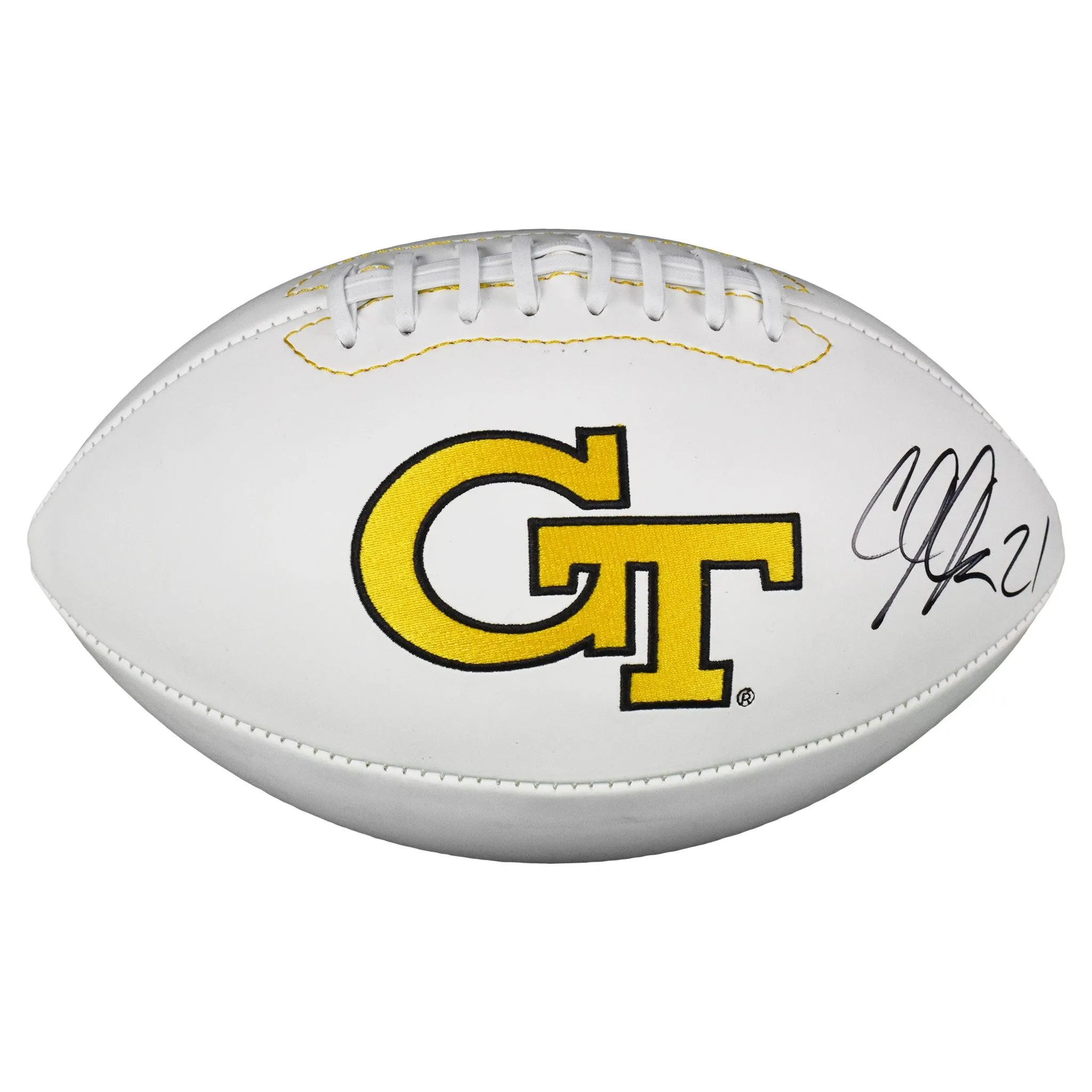 Calvin Johnson Signed Georgia Tech Yellow Jackets Official Logo Football (JSA)