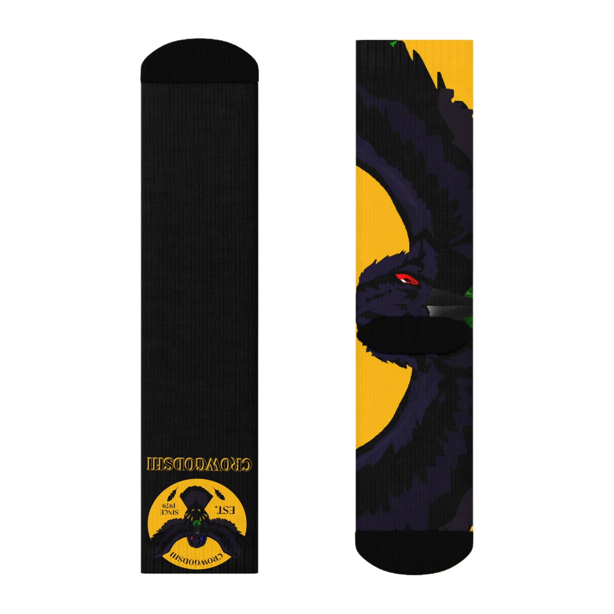 Crowgodshi First Generation Limited Edition Black Socks, GOLD LOGO