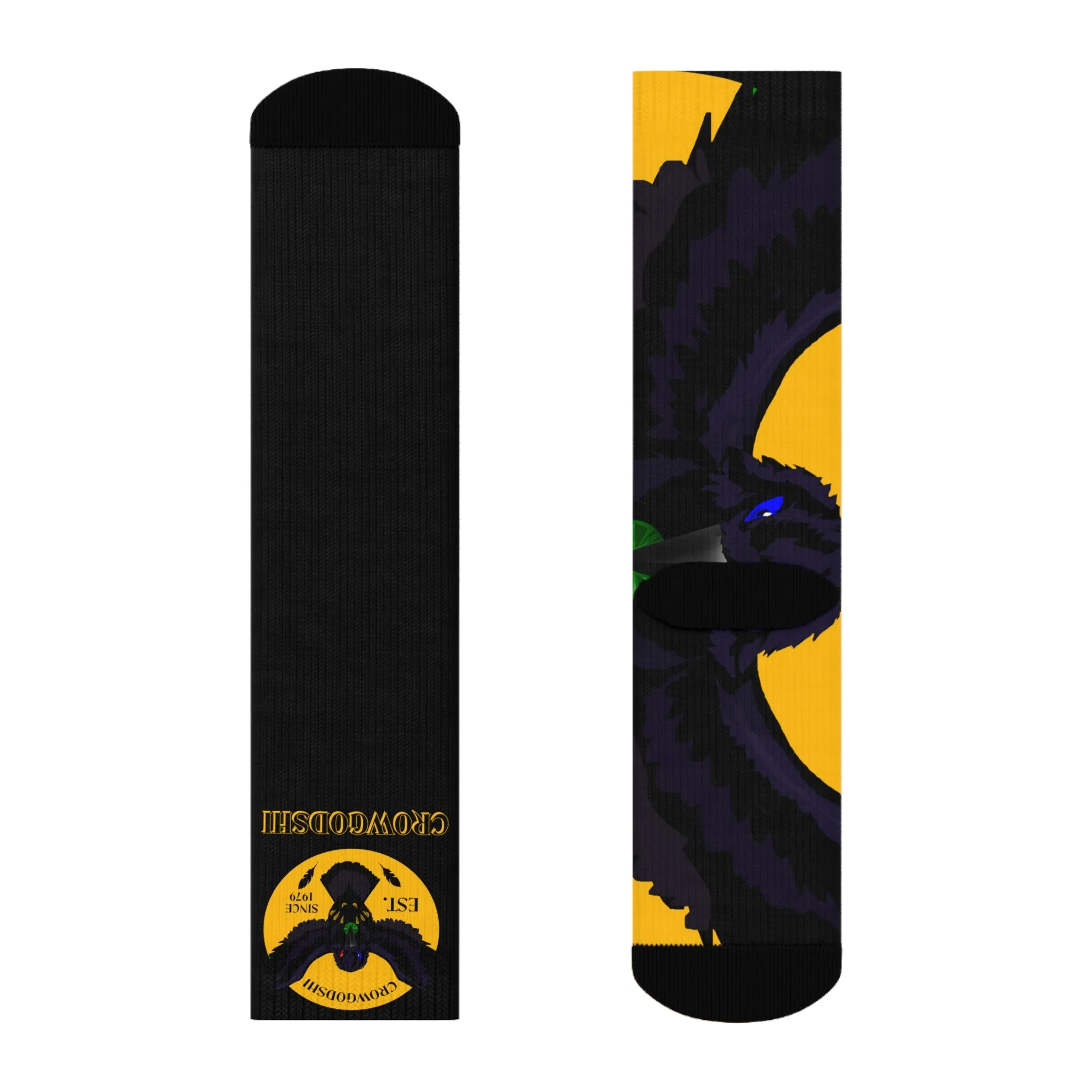 Crowgodshi First Generation Limited Edition Black Socks, GOLD LOGO