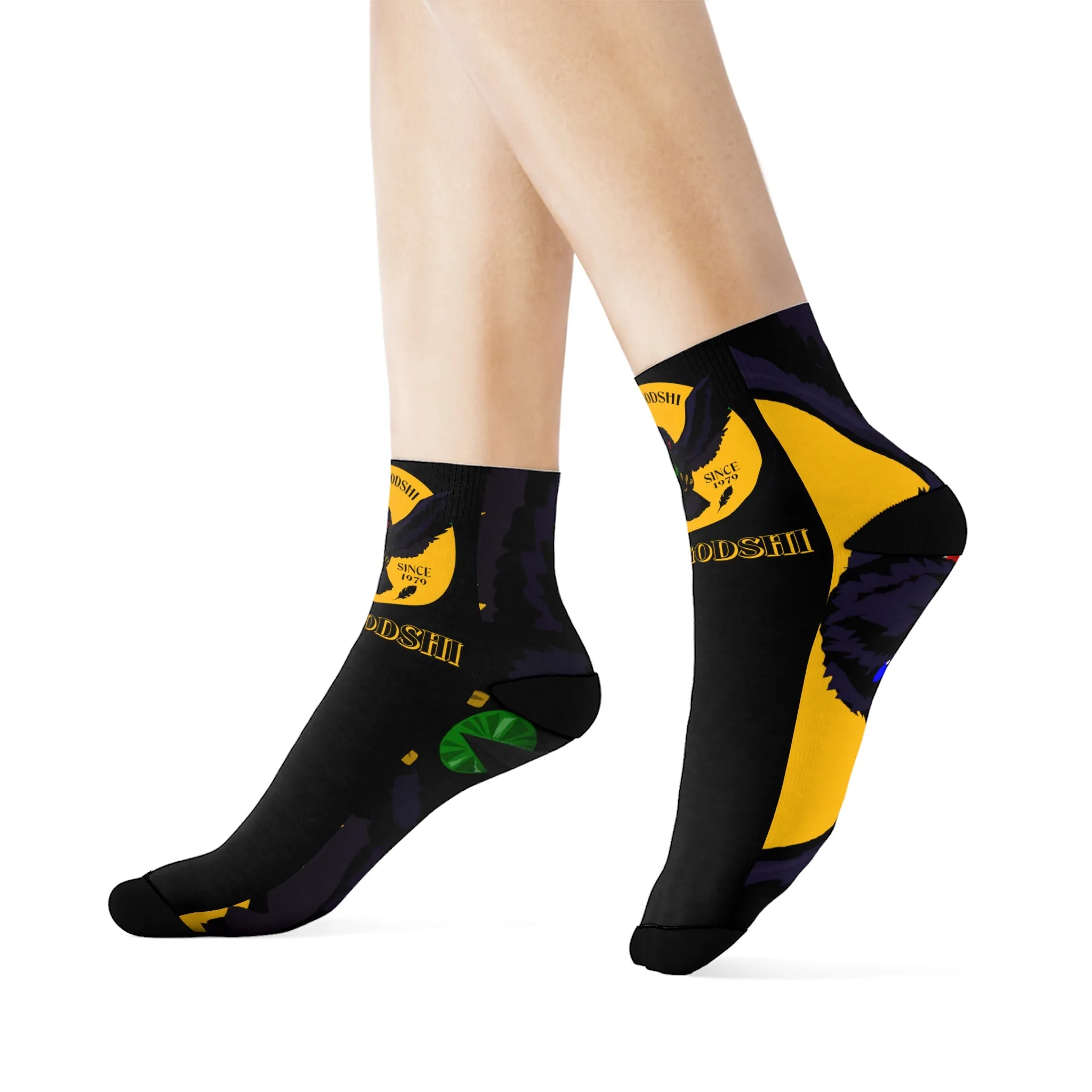 Crowgodshi First Generation Limited Edition Black Socks, GOLD LOGO