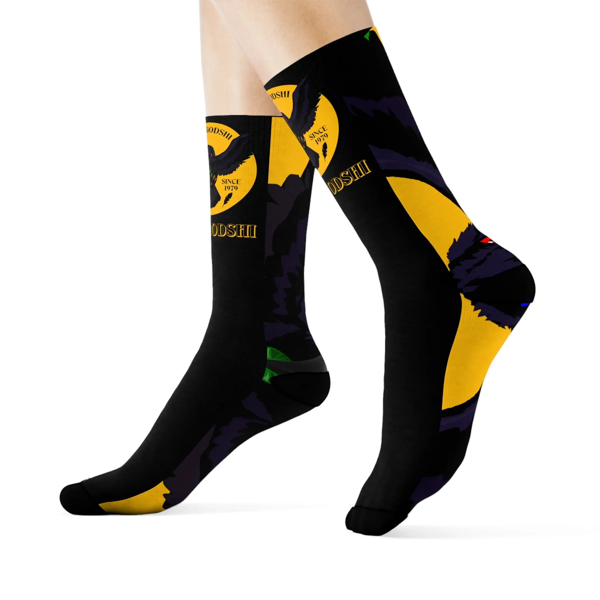 Crowgodshi First Generation Limited Edition Black Socks, GOLD LOGO