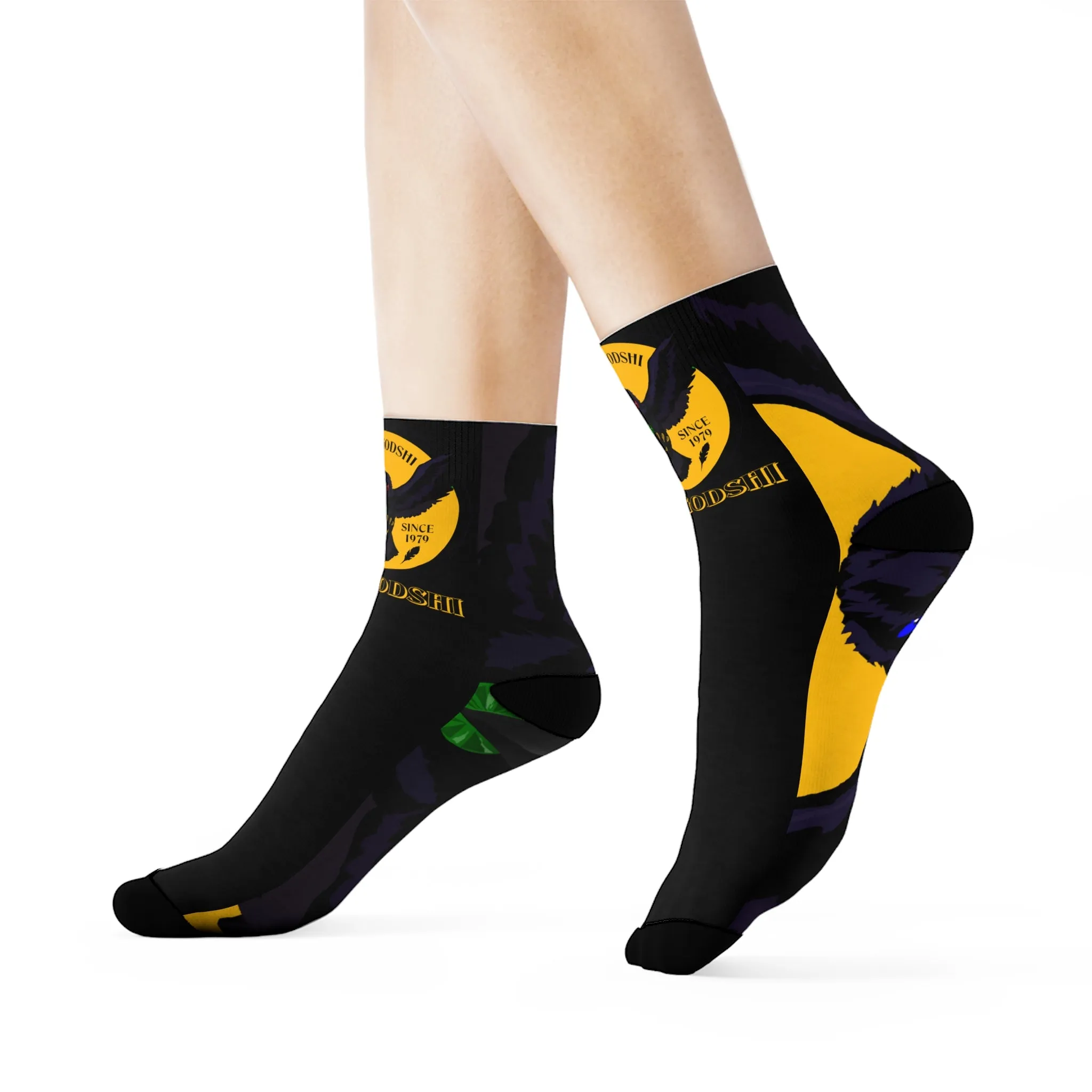 Crowgodshi First Generation Limited Edition Black Socks, GOLD LOGO