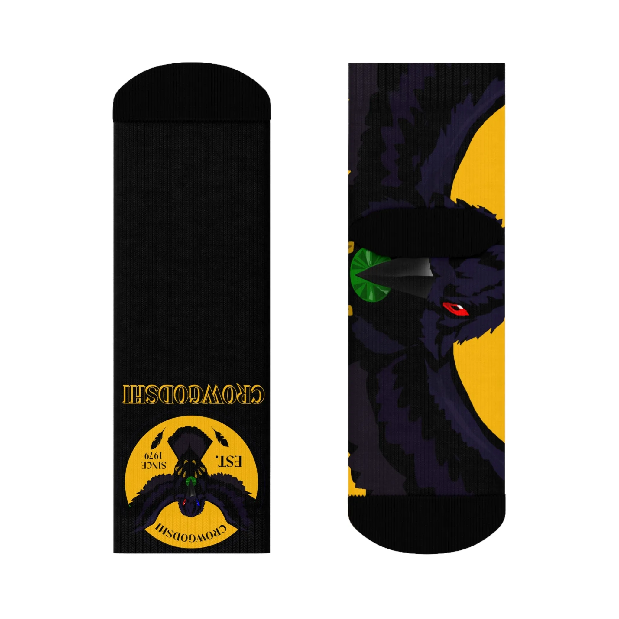 Crowgodshi First Generation Limited Edition Black Socks, GOLD LOGO