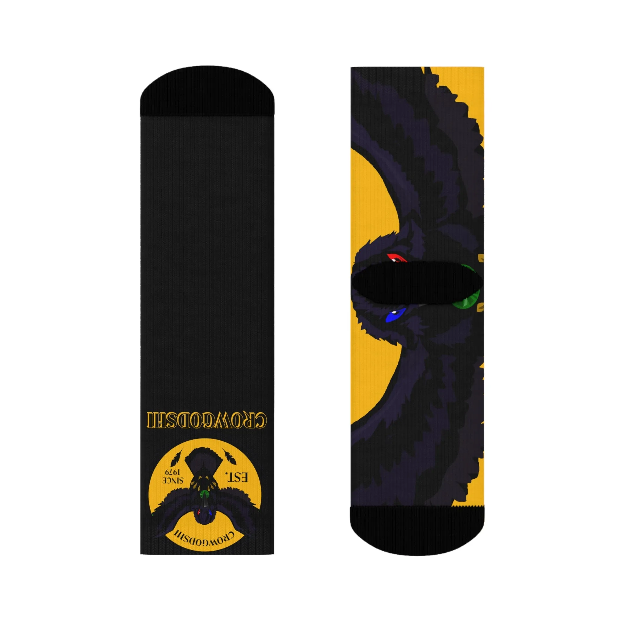 Crowgodshi First Generation Limited Edition Black Socks, GOLD LOGO