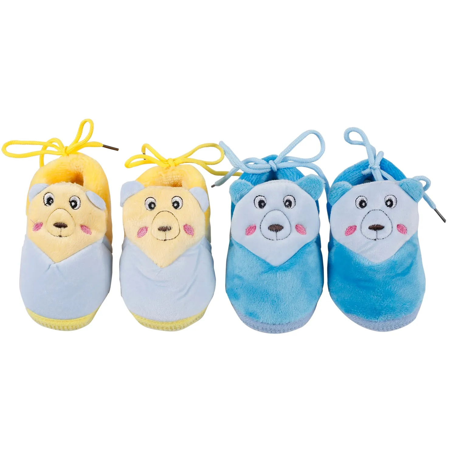 Cuddly Bear Blue And Yellow 2 Pk Booties