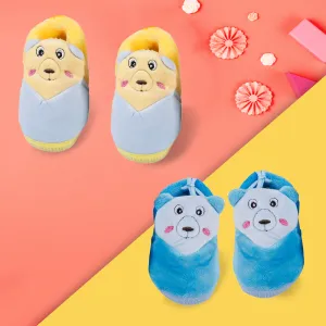 Cuddly Bear Blue And Yellow 2 Pk Booties