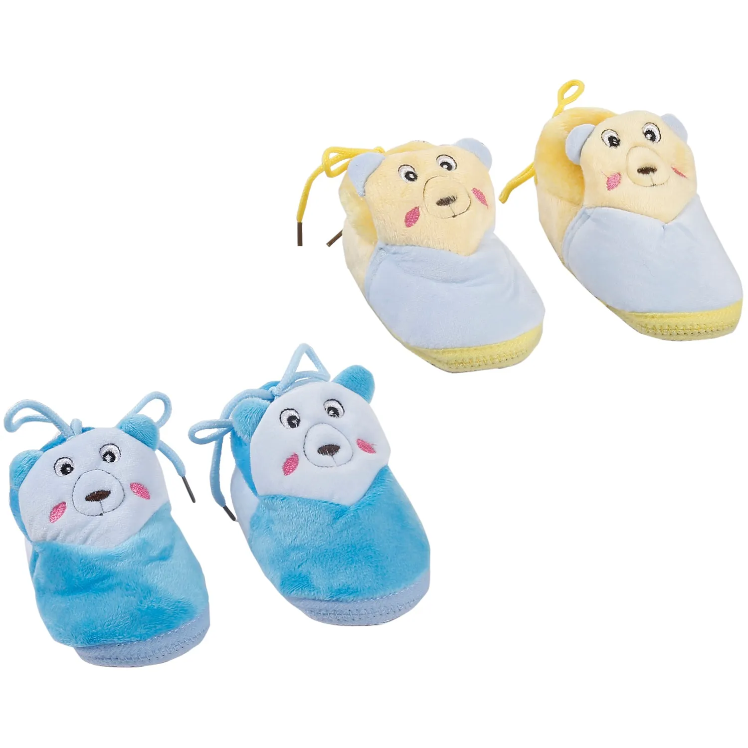 Cuddly Bear Blue And Yellow 2 Pk Booties