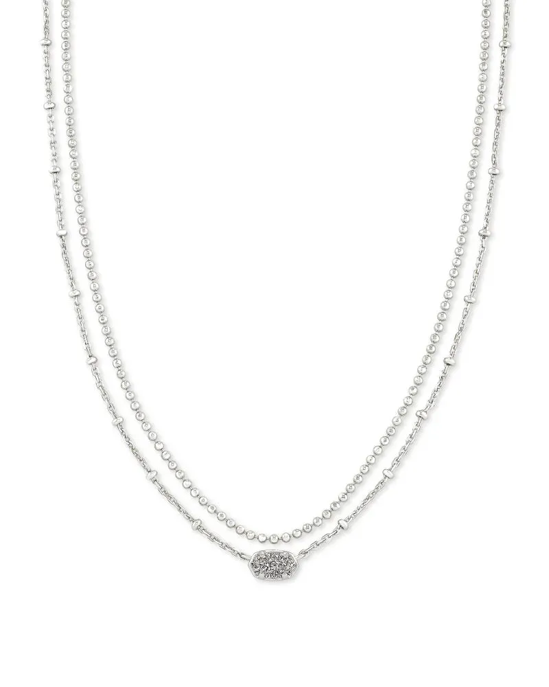 Emilie Silver Multi Strand Necklace in Platinum Drusy by Kendra Scott