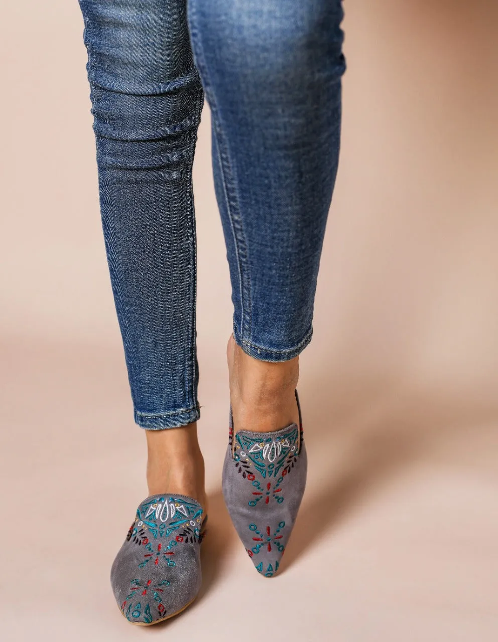 Geometric Maze Mules Grey