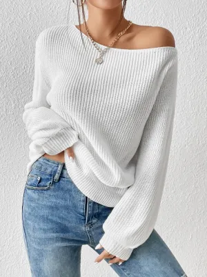 Honey Single Shoulder Long Sleeve Sweater