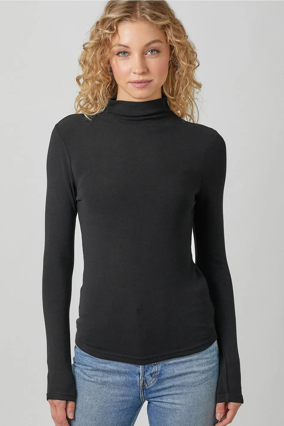 Knit Mock Neck Long Sleeve Top