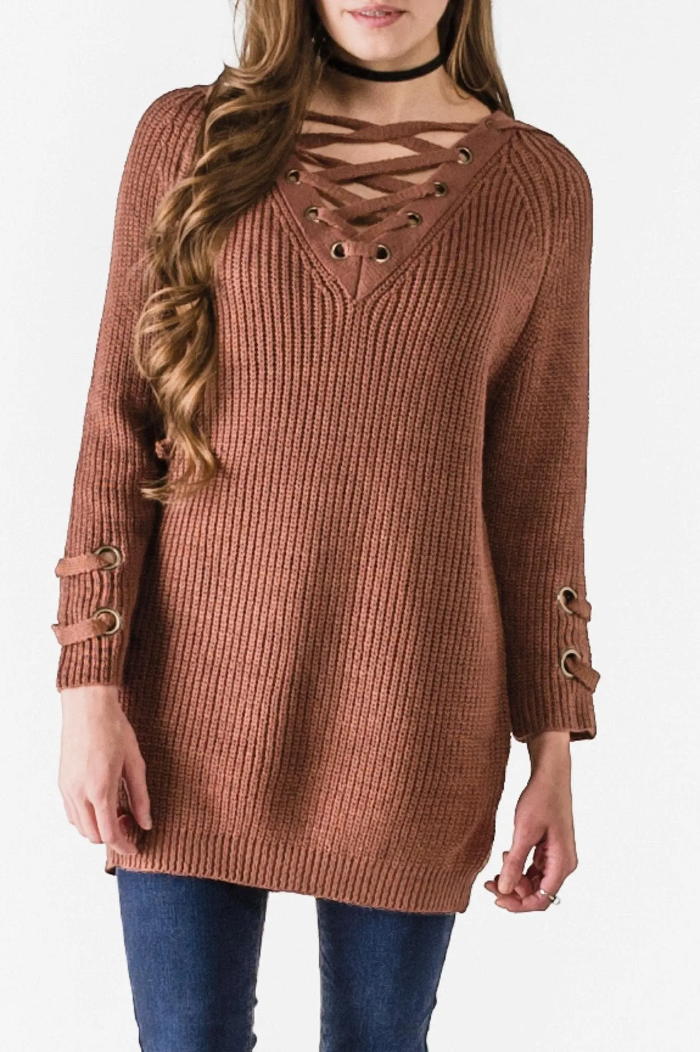 Lace-Up Sweater