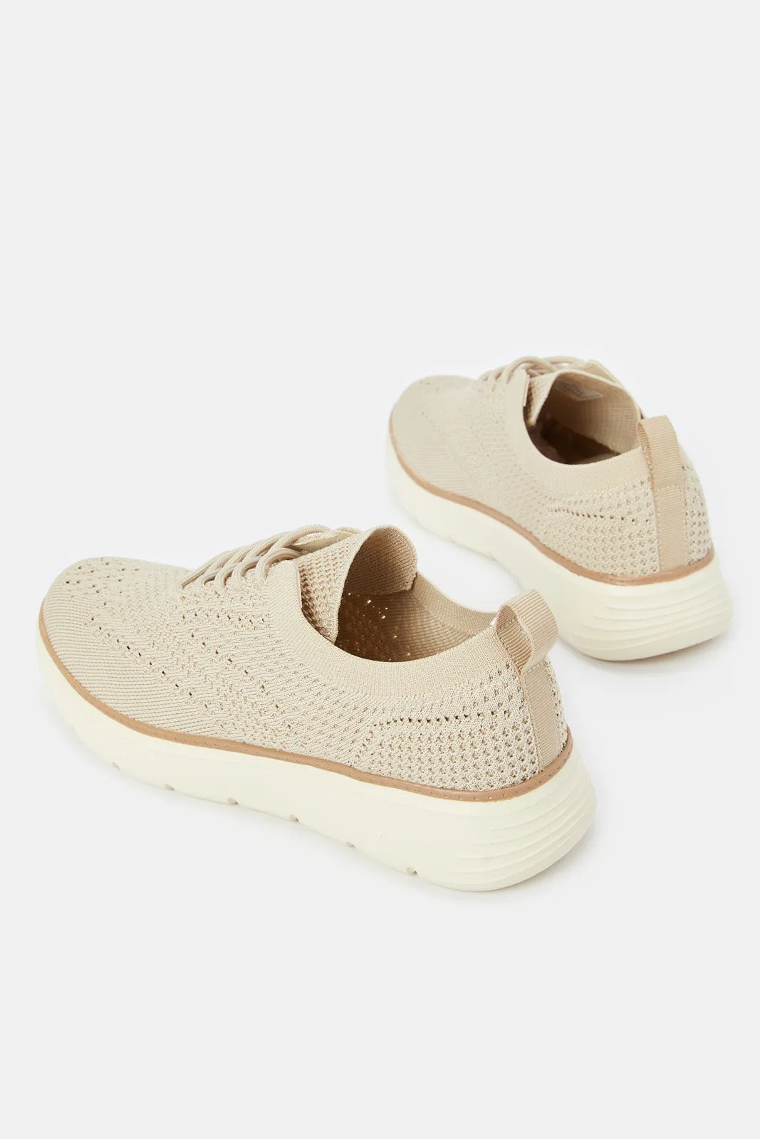 Men Beige Textured Lace Up Derby