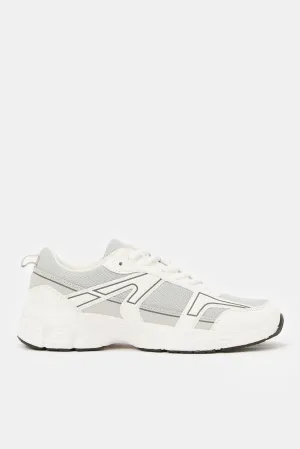 Men White Material Block Sneaker