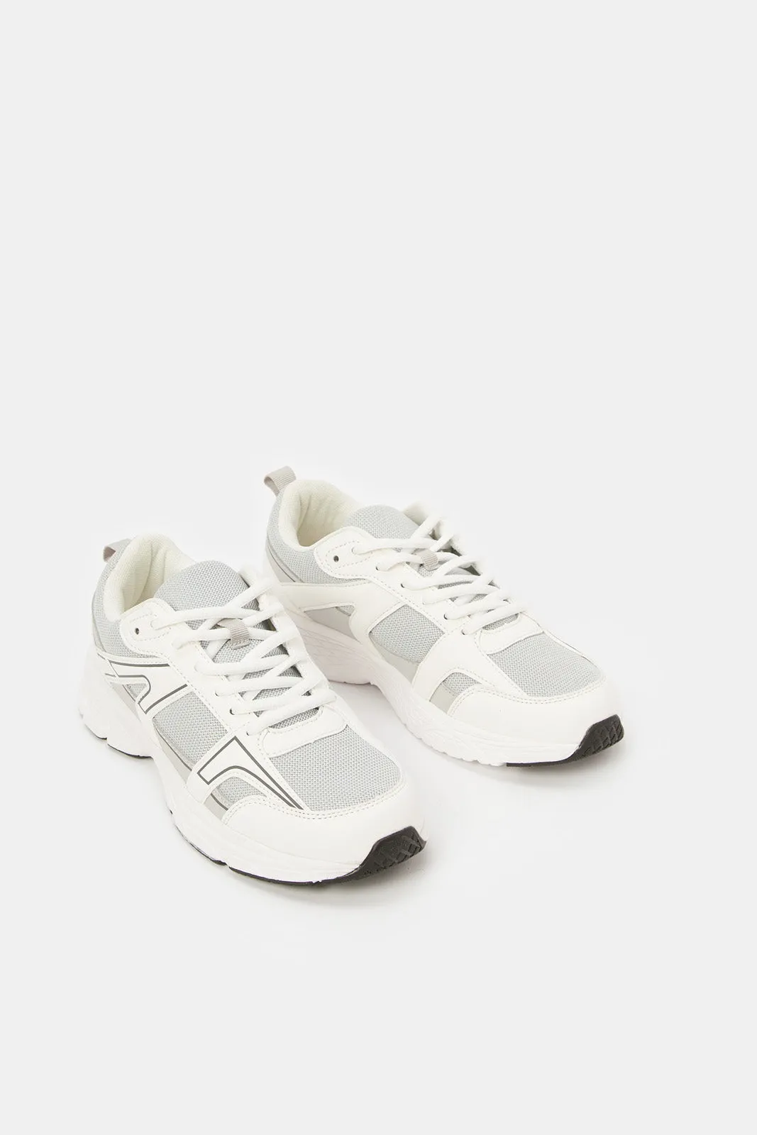 Men White Material Block Sneaker