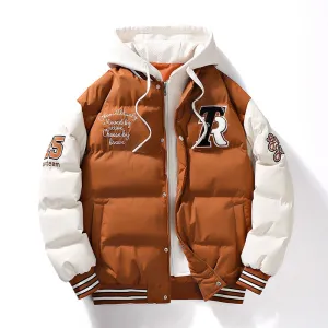 Men's Embroidered Hooded Varsity Down Jacket