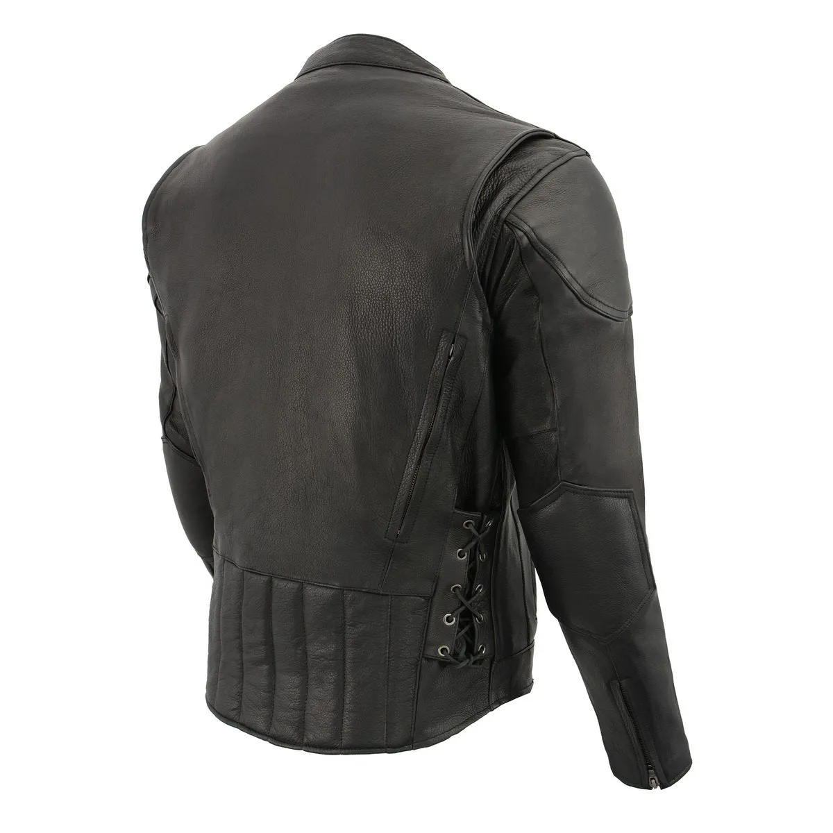 Milwaukee Leather ML1010 Men's Side Lace Vented Black Leather Scooter Jacket