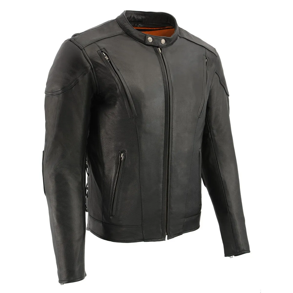 Milwaukee Leather ML1010 Men's Side Lace Vented Black Leather Scooter Jacket