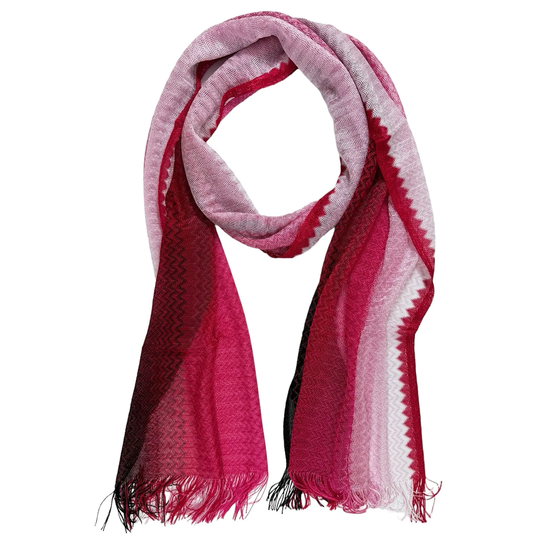 Missoni Scarf Pink Magenta Chevron Design - Women Designer Shawl