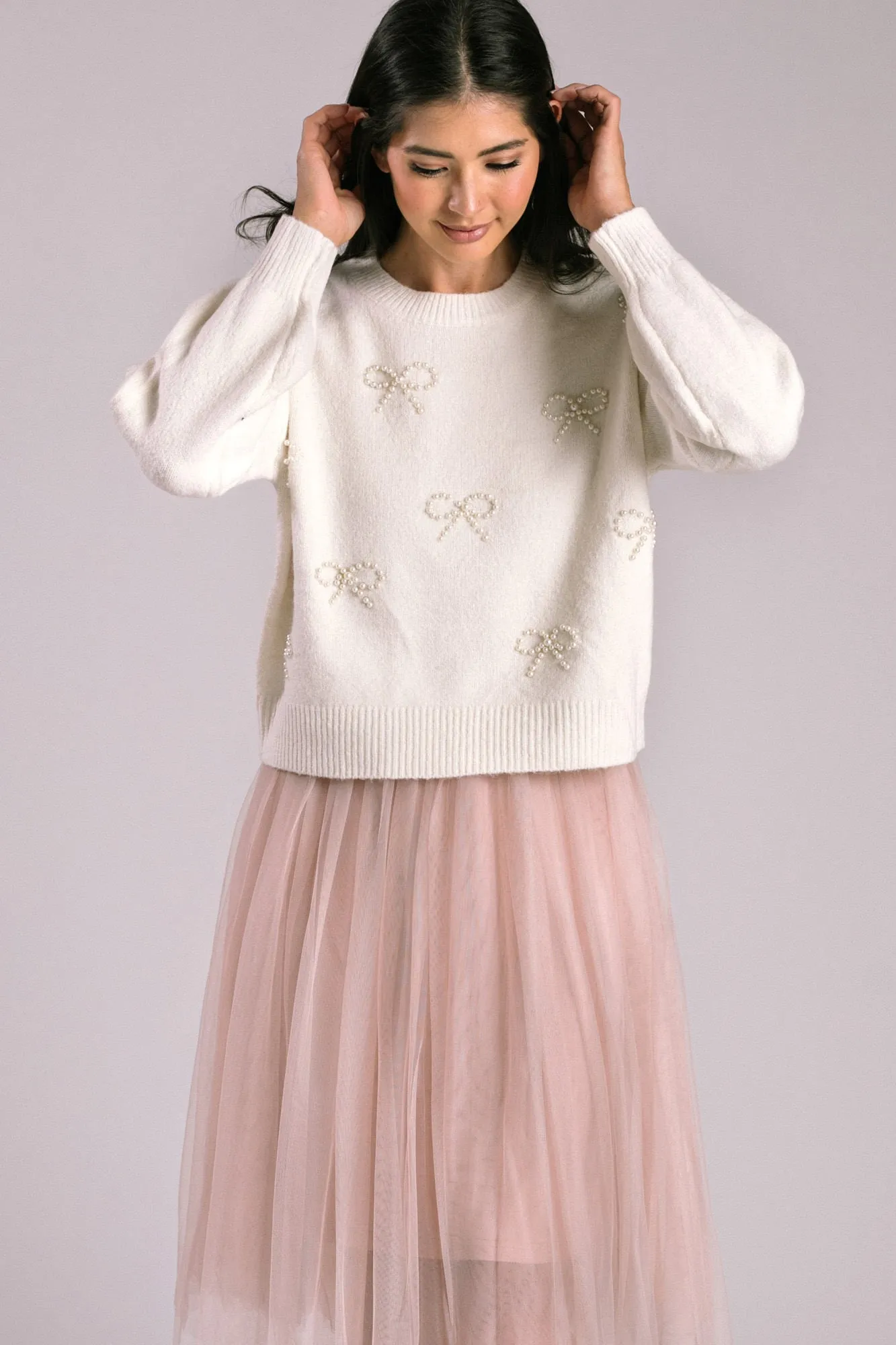 Portia Pearl Bow Sweater