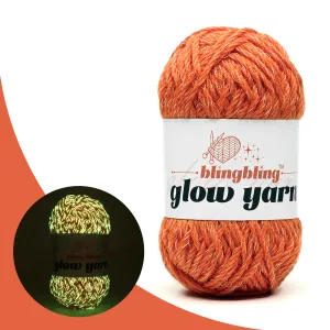 Premium  Dark Orange Glow-in-the-Dark Wool Yarn