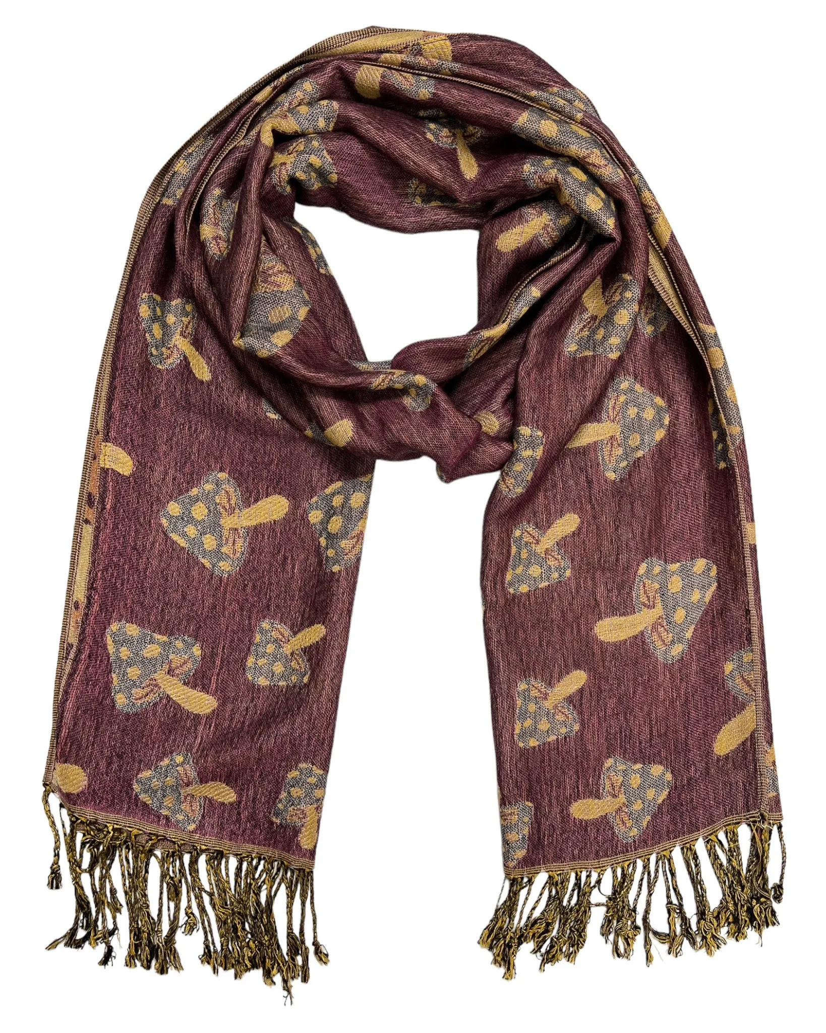 Purple & Tan Reversible Mushroom Rave Pashmina