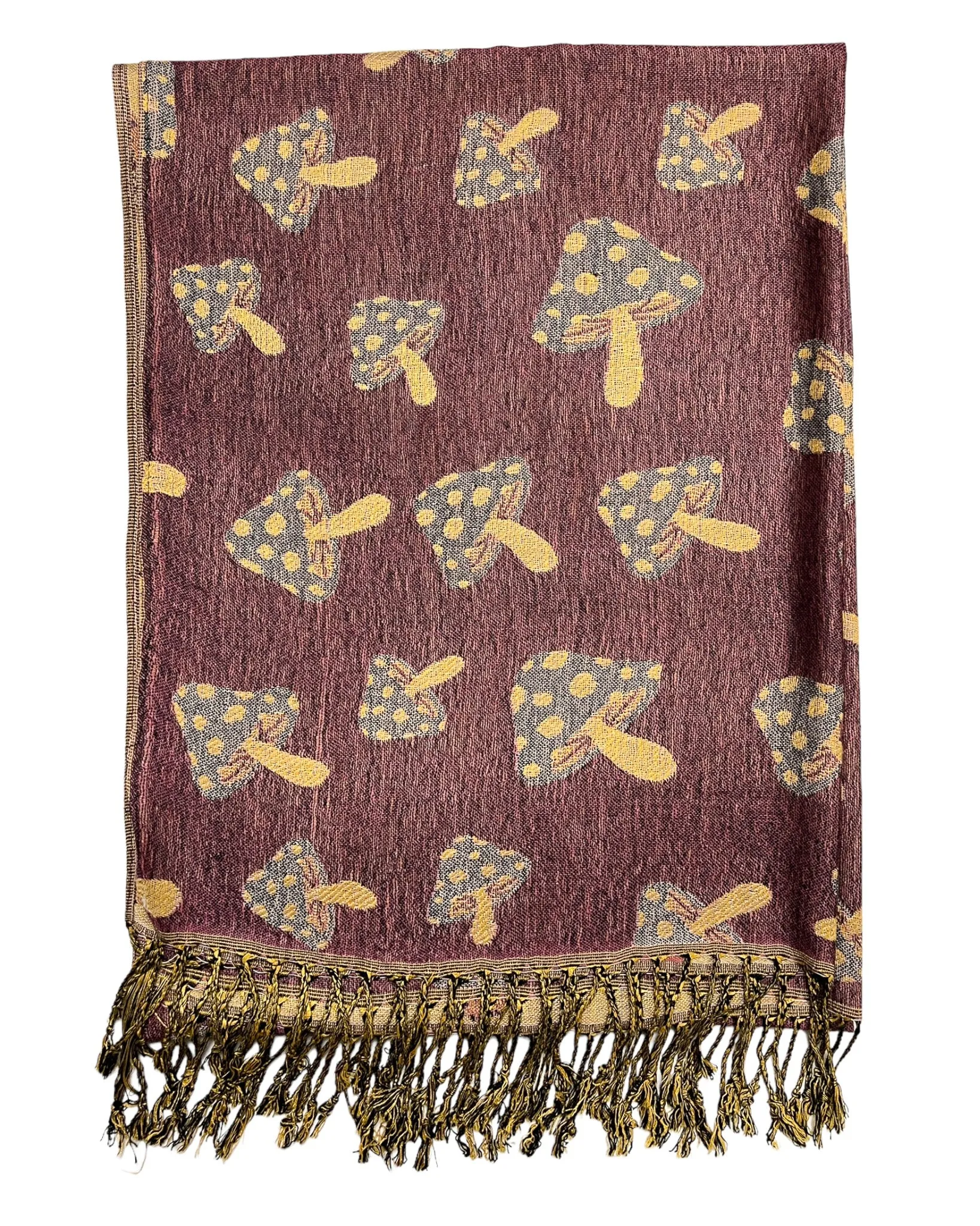 Purple & Tan Reversible Mushroom Rave Pashmina