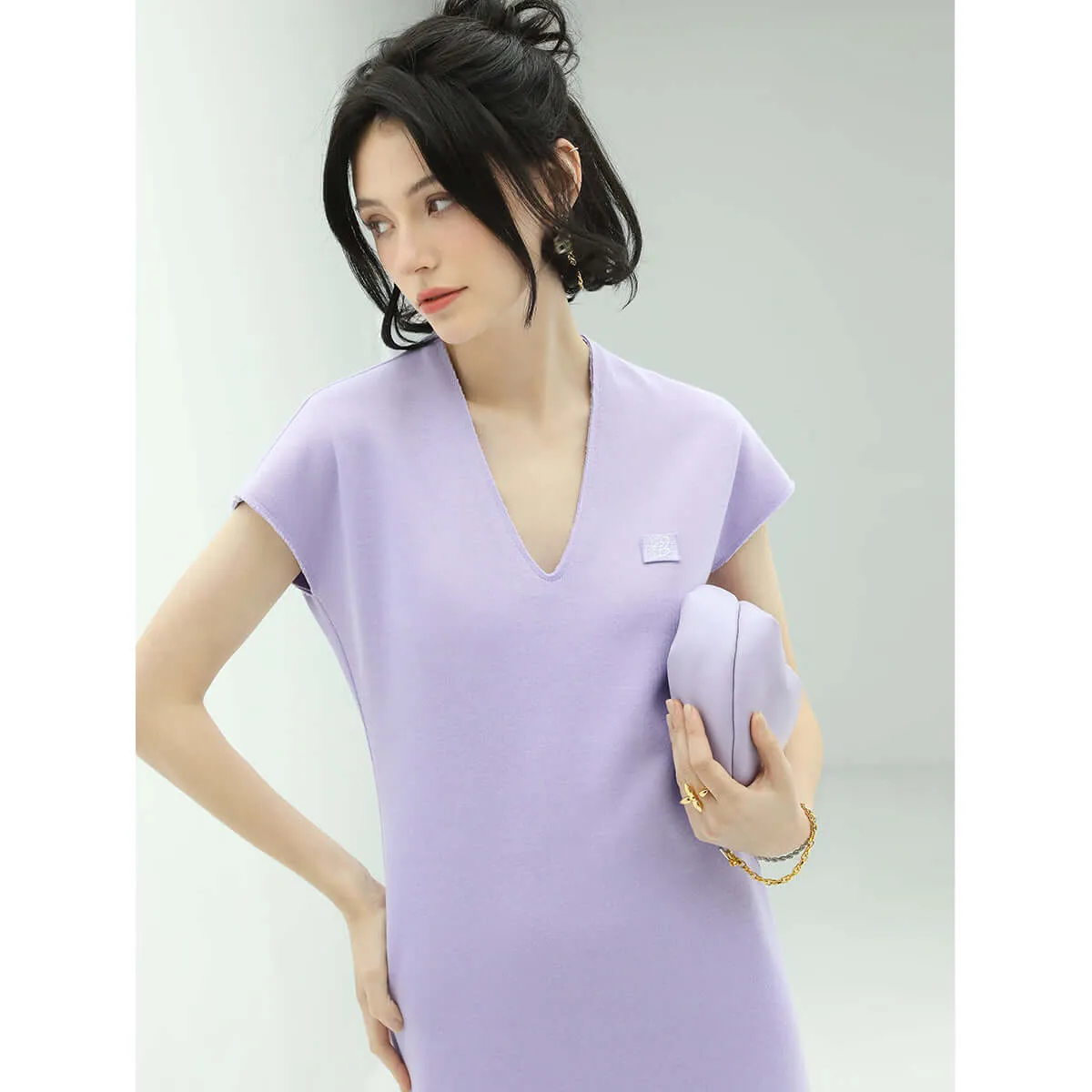 Relaxed Short Sleeved Lavender Dress