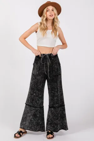 Rhode Mineral Washed Terry Wide Leg Pants - Ash