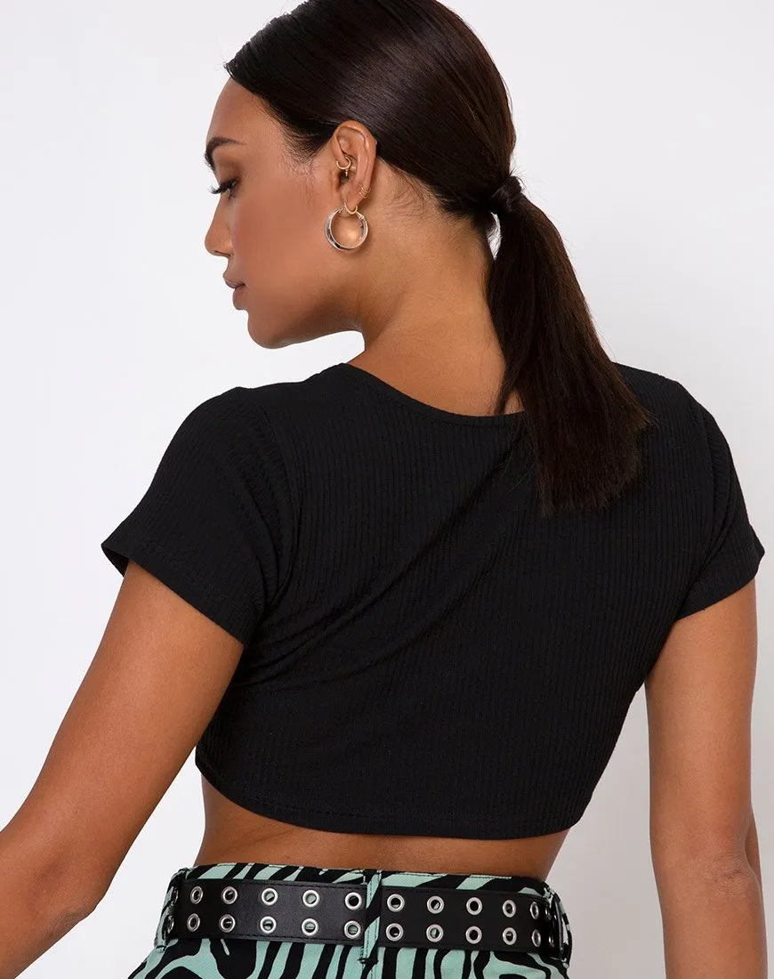 Rivera Crop Top in Rib Black