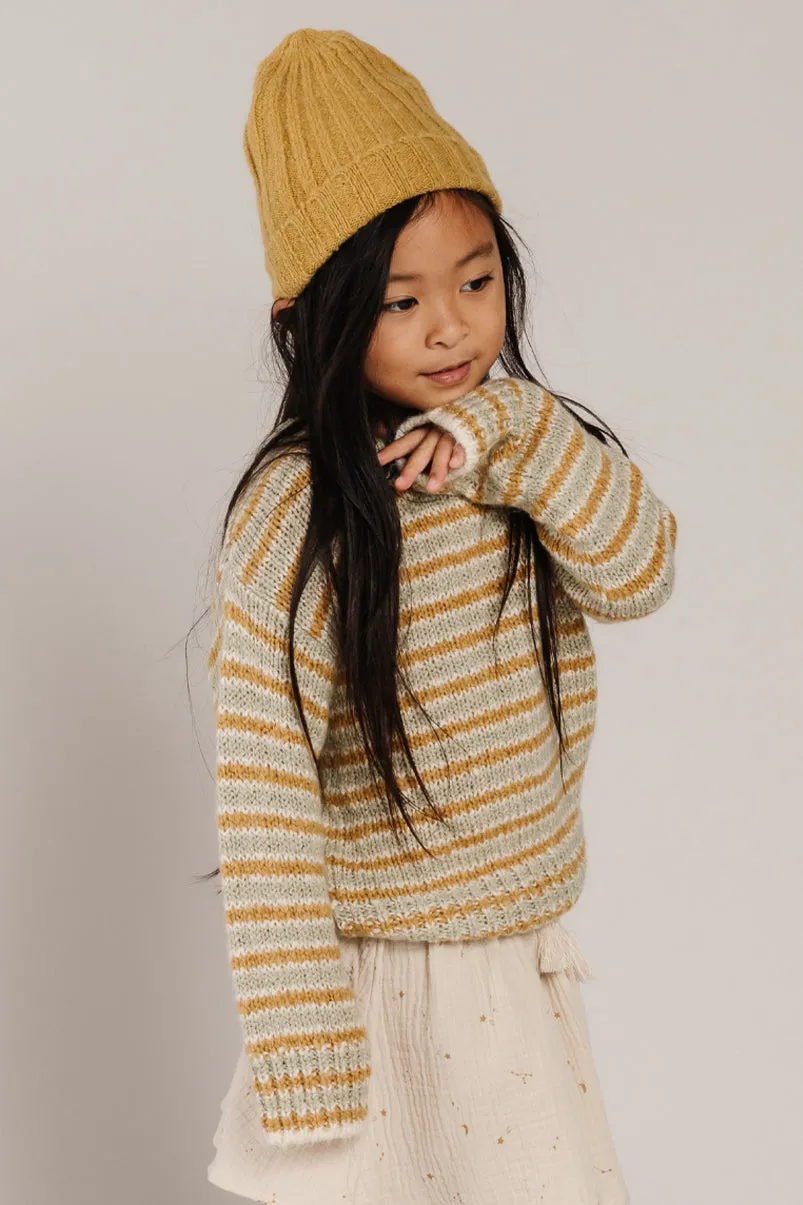 Rylee   Cru Aspen Kids Sweater - Agave Gold Stripe (Size 12/14 left)