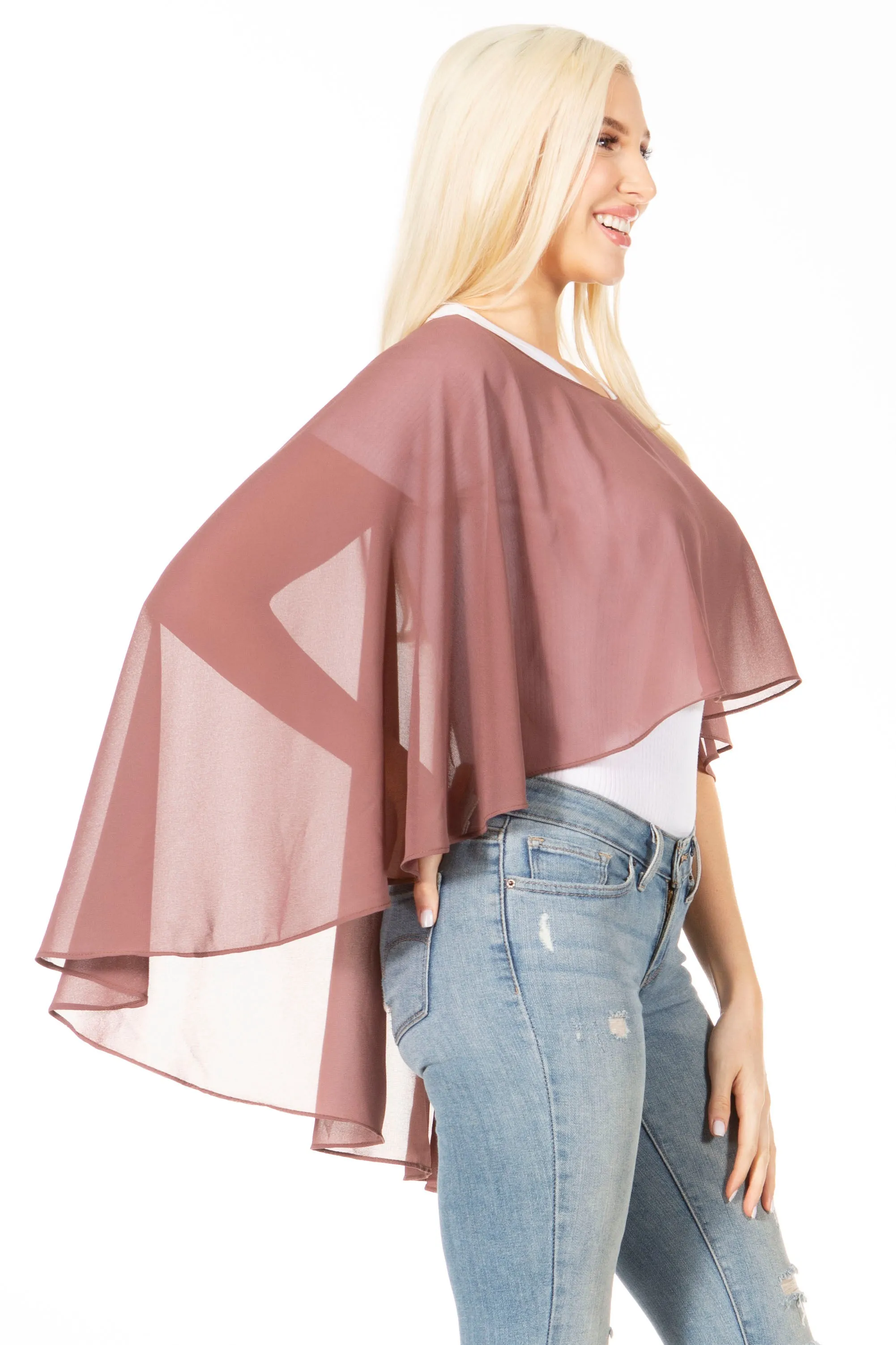 Sakkas Anya Women's Soft Chiffon Wedding Bridesmaid Bridal Cape Wrap Bolero Shrug