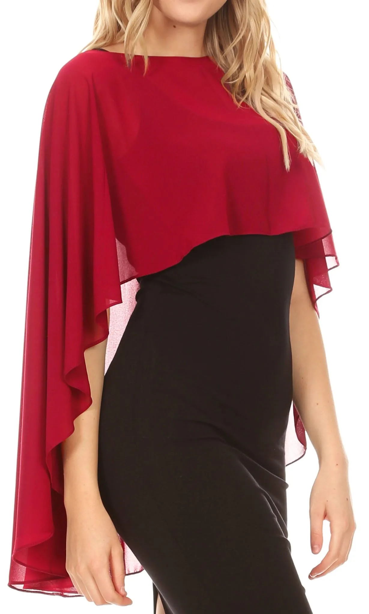 Sakkas Anya Women's Soft Chiffon Wedding Bridesmaid Bridal Cape Wrap Bolero Shrug