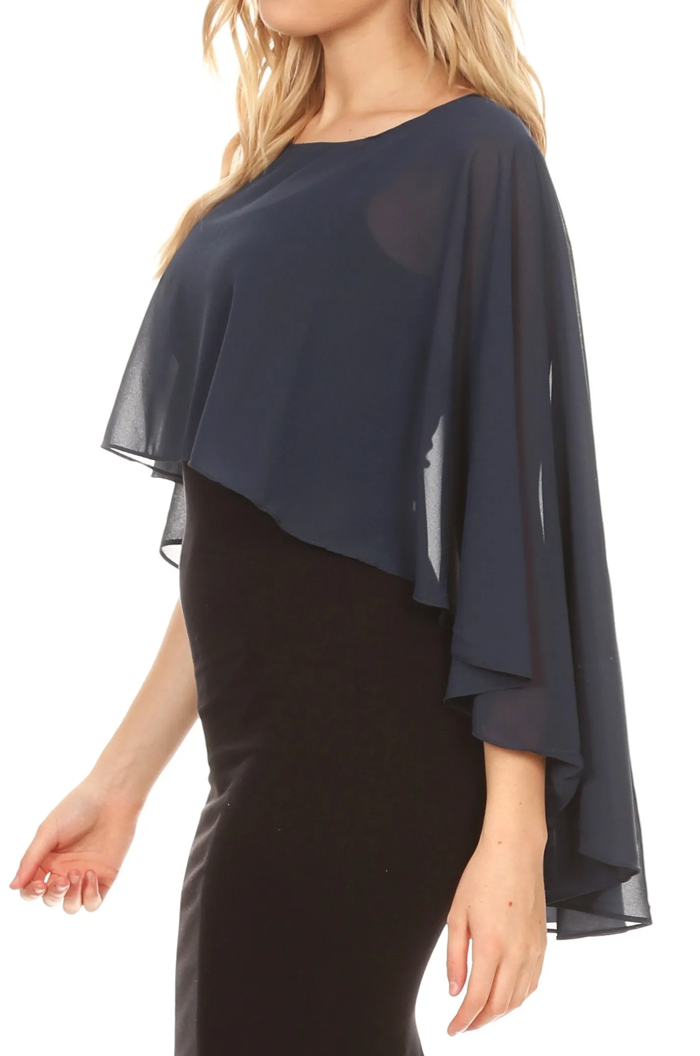 Sakkas Anya Women's Soft Chiffon Wedding Bridesmaid Bridal Cape Wrap Bolero Shrug