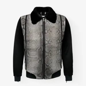 Suede & Full Body Python Leather Flight Jacket