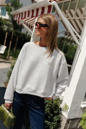 VIMinna loose text sweatshirt light grey/shell coral