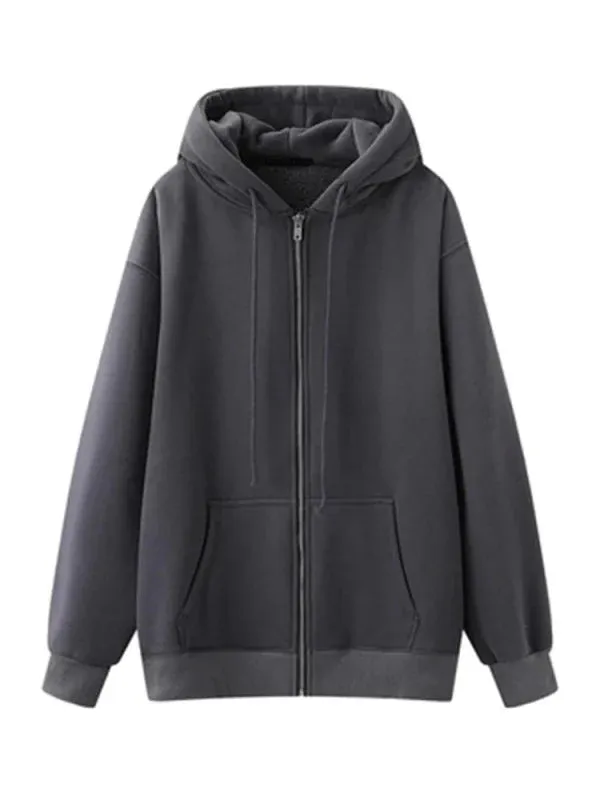 Wenkouban-Winter outfits Christmas Black Friday Thick Oversized Hooded Zip-Up Jacket