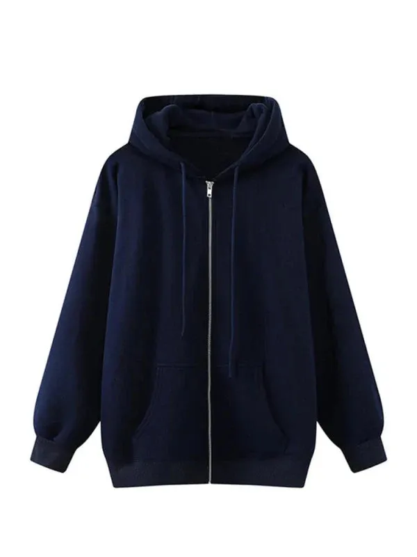 Wenkouban-Winter outfits Christmas Black Friday Thick Oversized Hooded Zip-Up Jacket