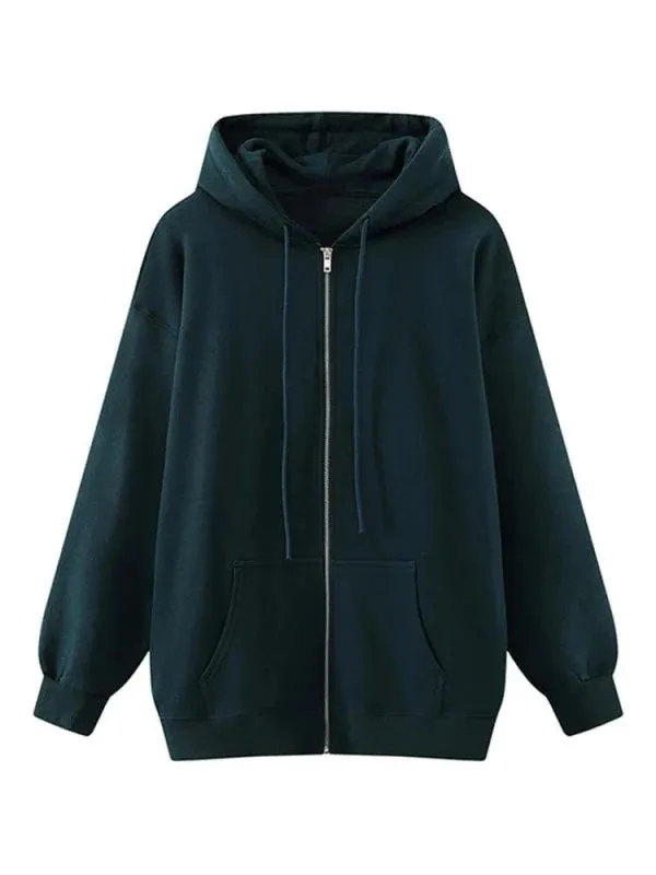 Wenkouban-Winter outfits Christmas Black Friday Thick Oversized Hooded Zip-Up Jacket